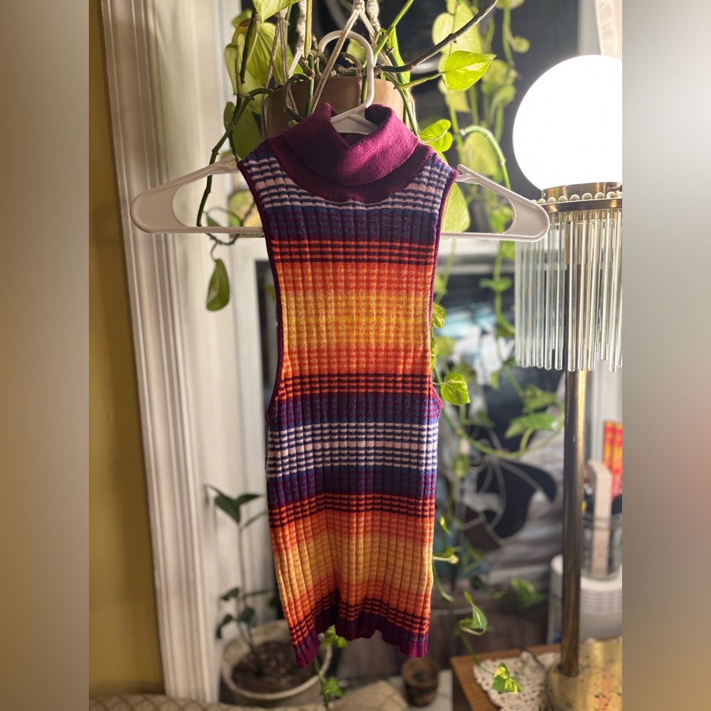 Urban Outfitters Striped Sleeveless Turtleneck Top